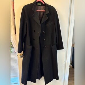 Sakowitz Black Double-Breasted Trench Coat